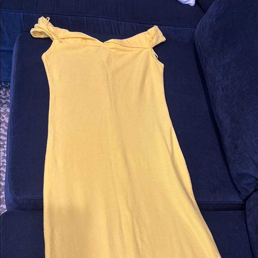 Zara Blue and Cream Off-Shoulder Bodycon Dress